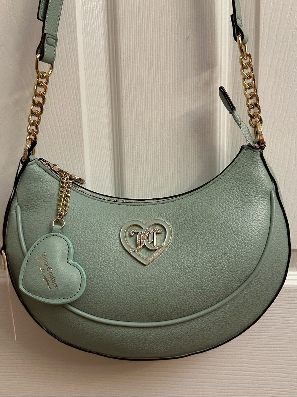 Juicy Couture Mint Crescent Shoulder Bag with Gold Accents